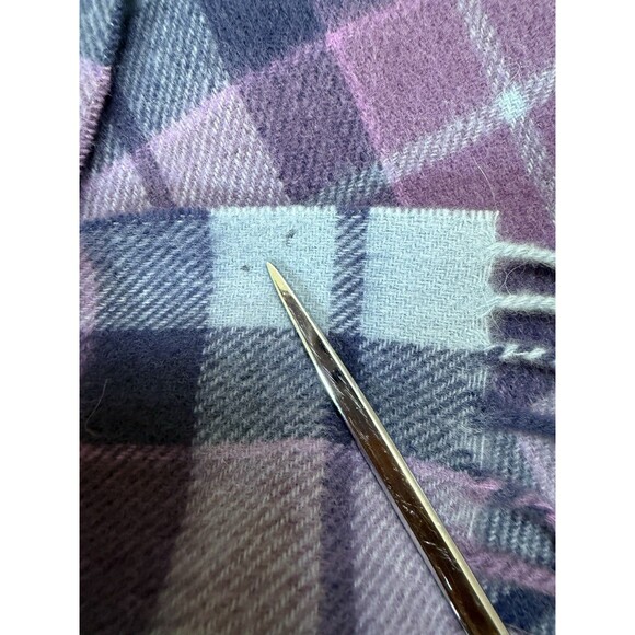 Lochmere Cashmere Scarf Plaid Blue Purple READ - Picture 4 of 4